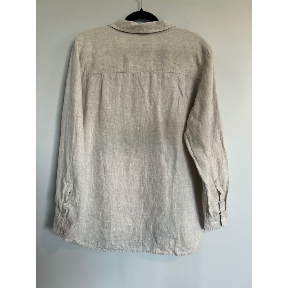 L.L.Bean Women's Beige Linen Long Sleeve Button Down Basic Shirt Top, XL - Picture 4 of 8
